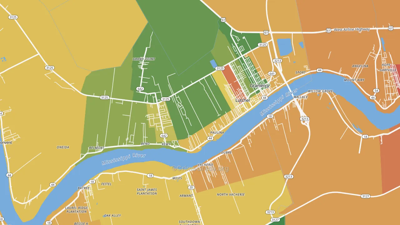 Paulina, LA Map of Burglary Rates