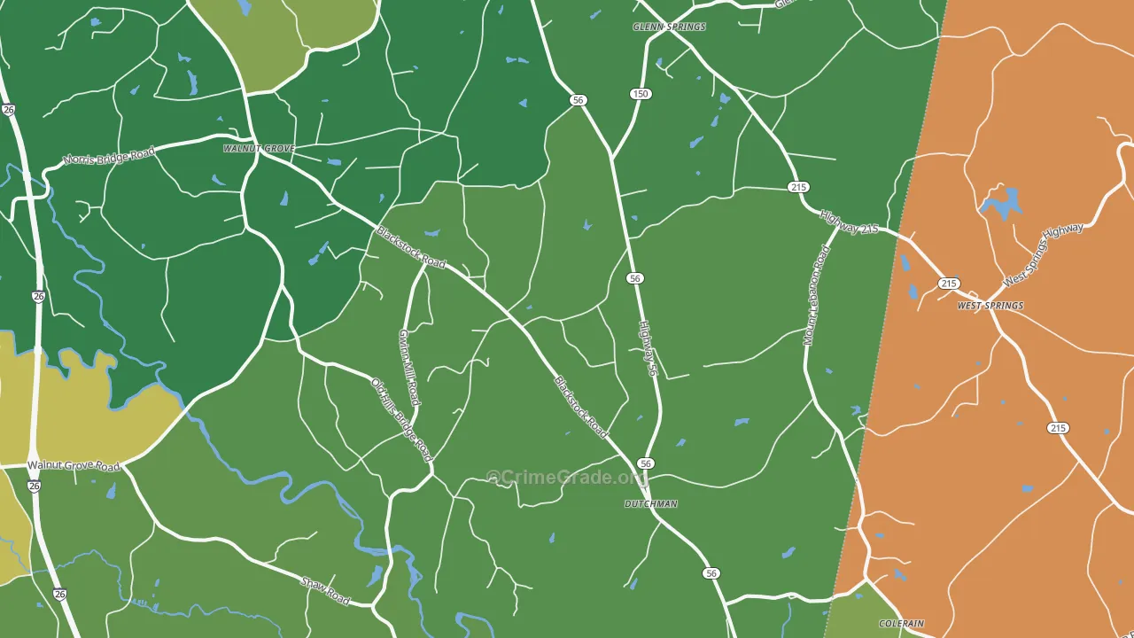 Pauline, SC Map of Burglary Rates