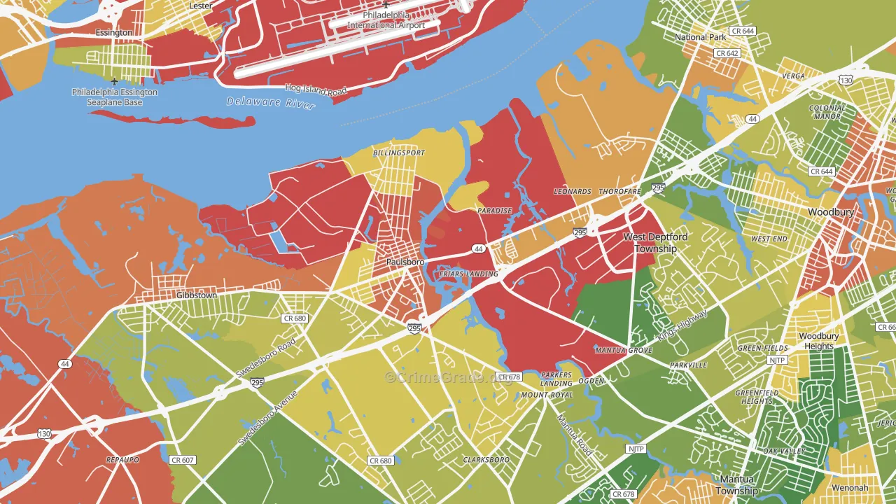 Paulsboro, NJ Map of Burglary Rates