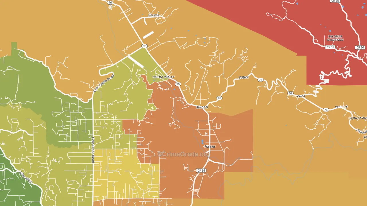 Pauma Valley, CA Map of Burglary Rates