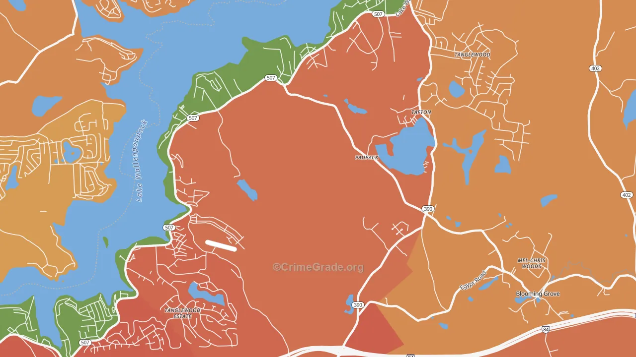 Paupack, PA Map of Burglary Rates