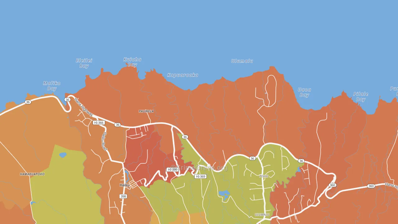 Pauwela, HI Map of Burglary Rates