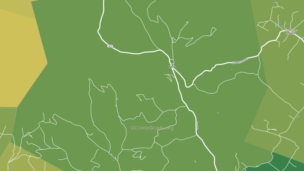 Pavia, PA Map of Burglary Rates