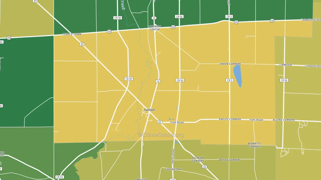 Pavilion, NY Map of Burglary Rates