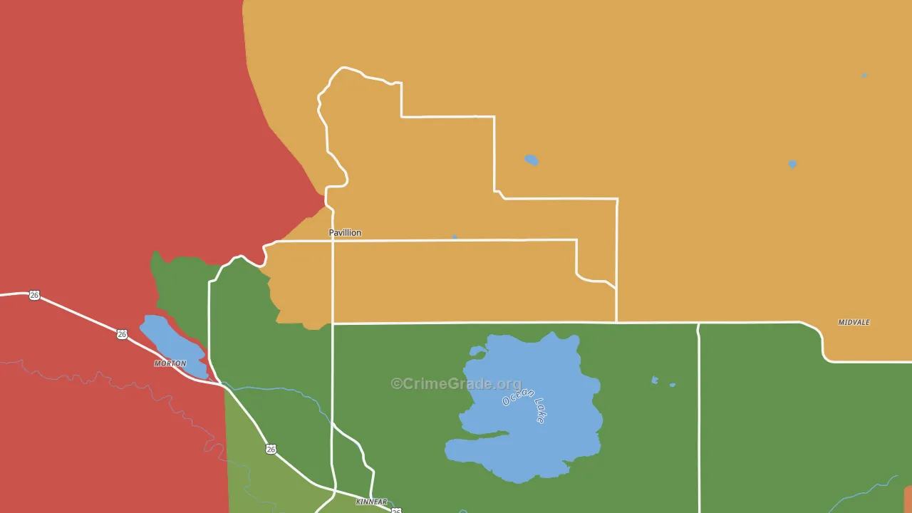 Pavillion, WY Map of Burglary Rates
