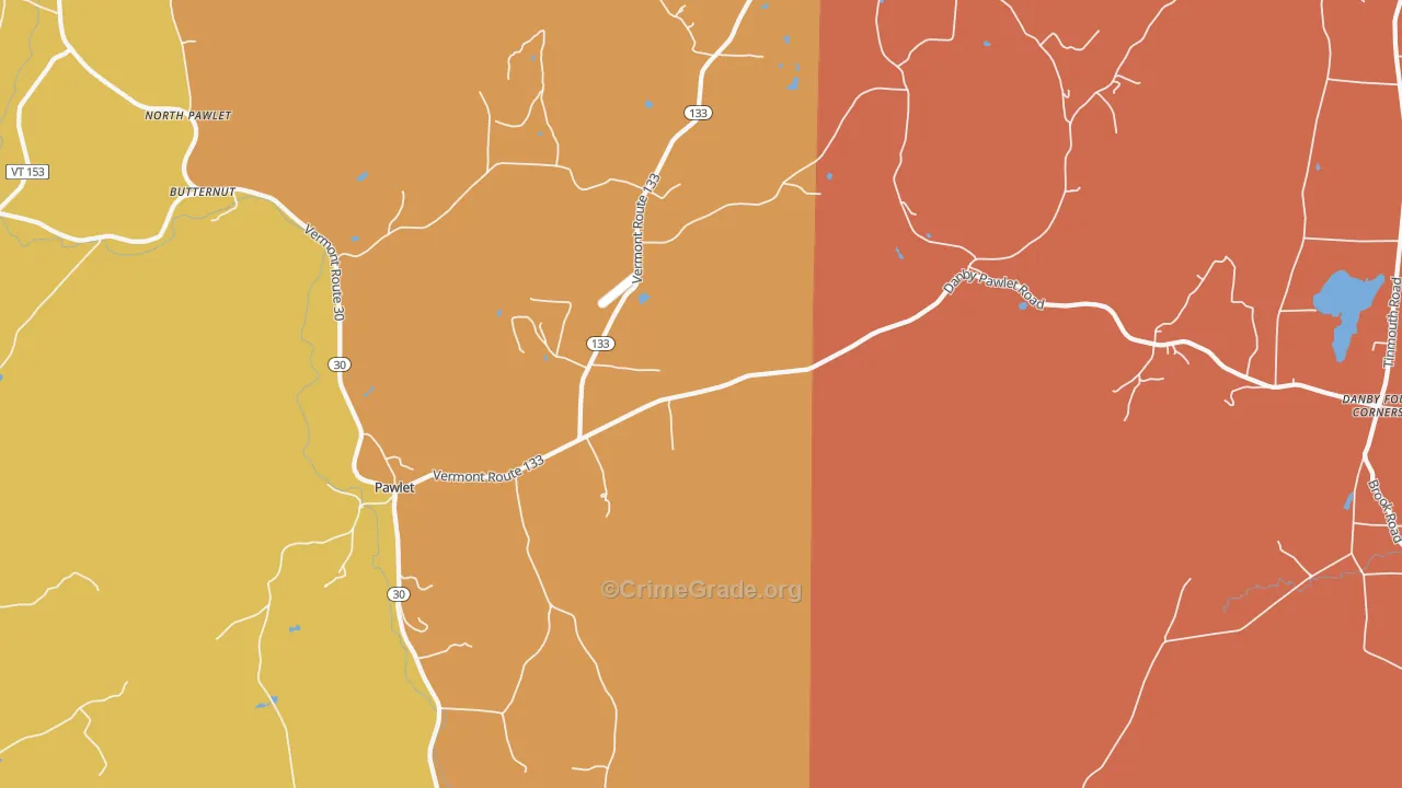 Pawlet, VT Map of Burglary Rates