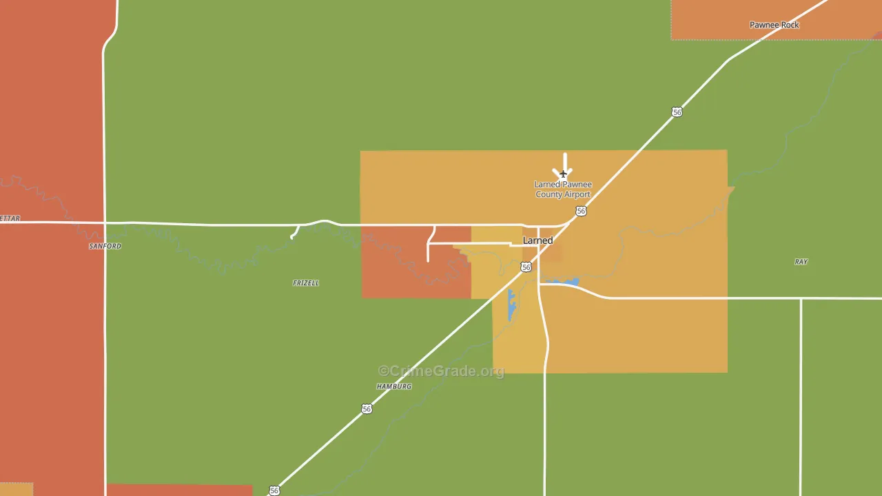 Pawnee County, KS Map of Burglary Rates