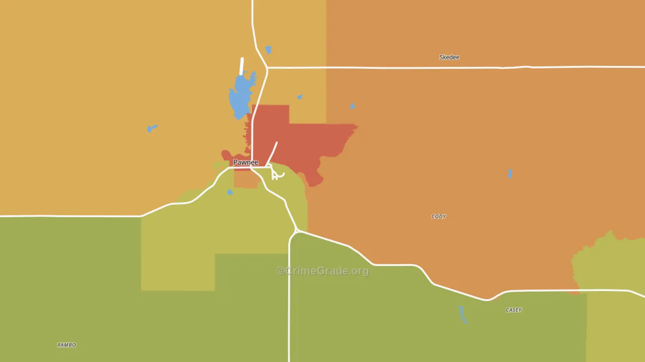 Pawnee, OK Map of Burglary Rates