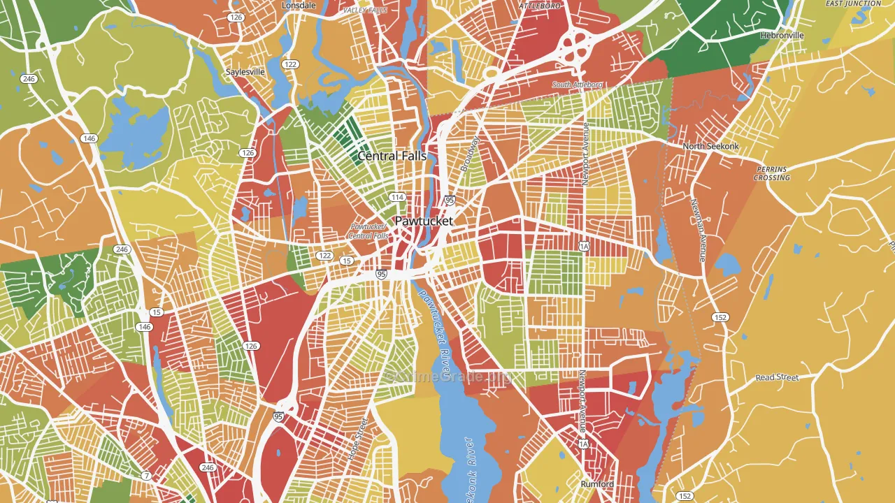 Pawtucket, RI Map of Burglary Rates