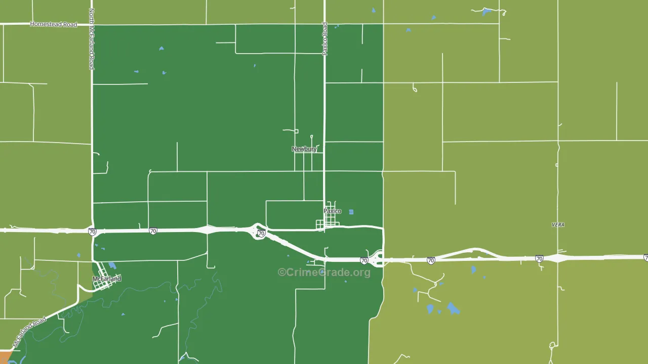 Paxico, KS Map of Burglary Rates