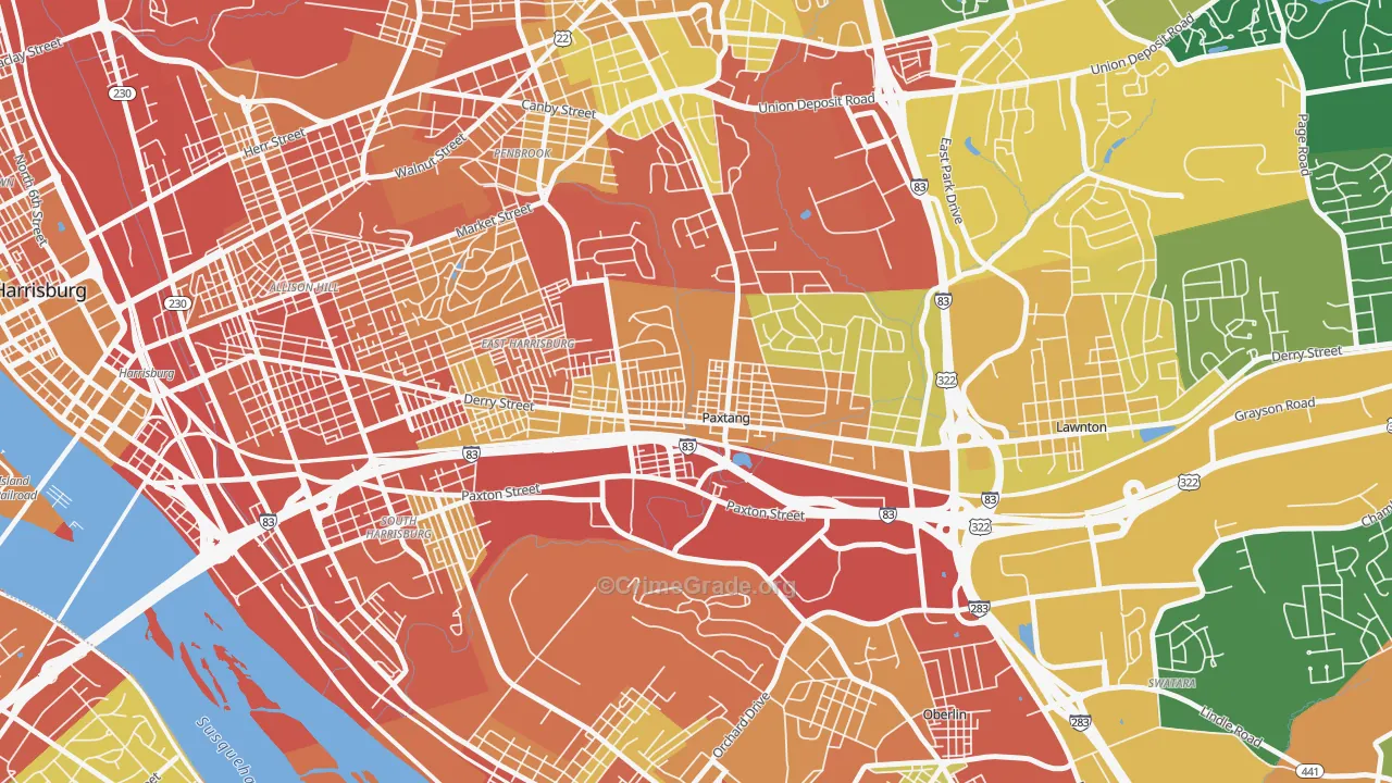 Paxtang, PA Map of Burglary Rates