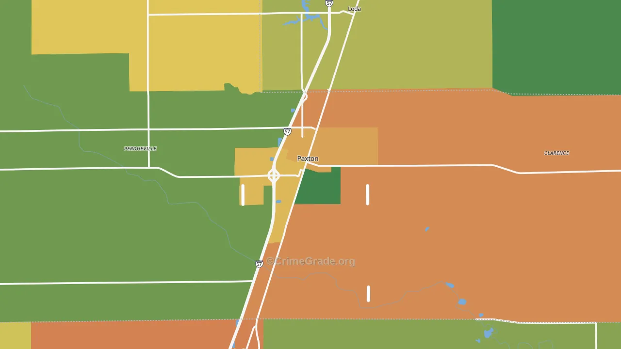 Paxton, IL Map of Burglary Rates