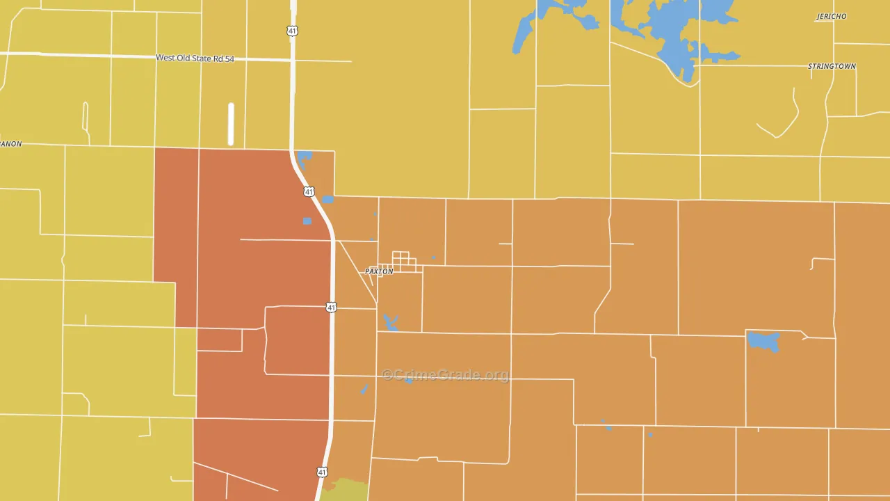 Paxton, IN Map of Burglary Rates
