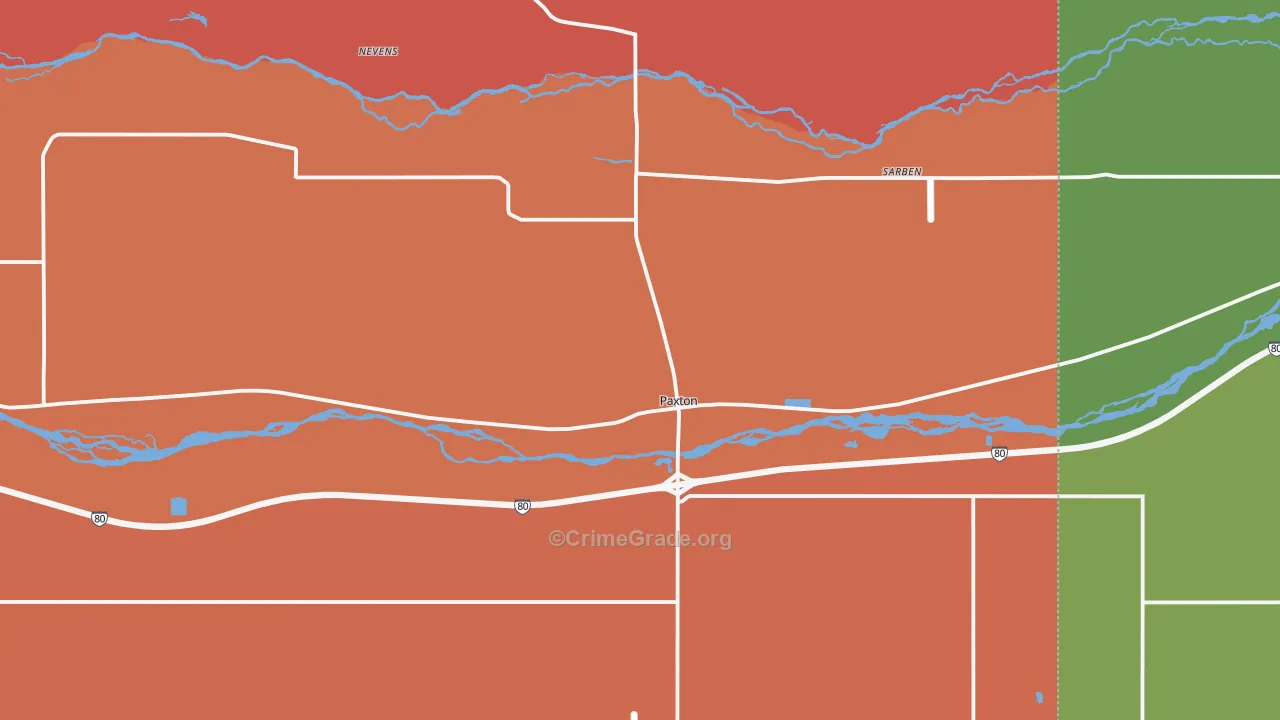 Paxton, NE Map of Burglary Rates
