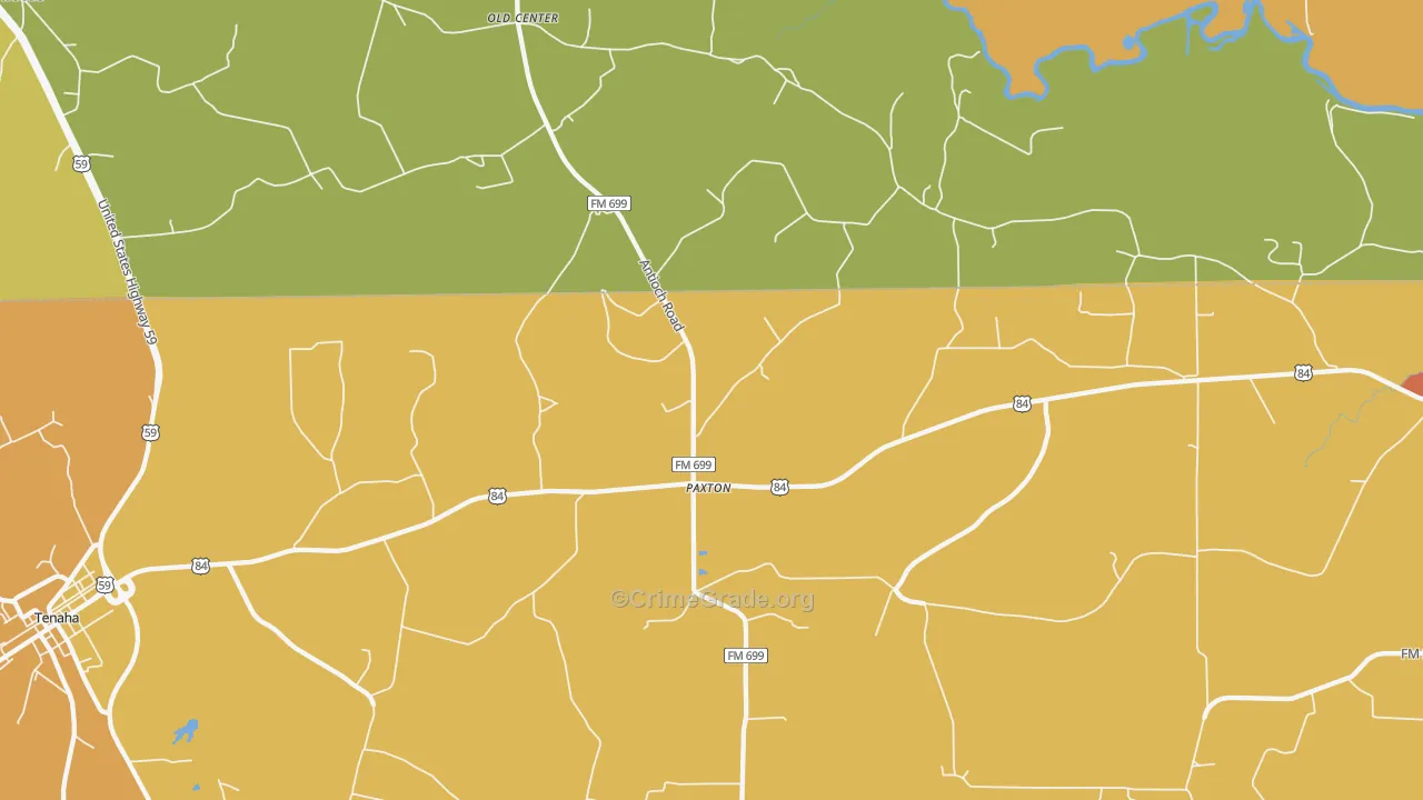Paxton, TX Map of Burglary Rates