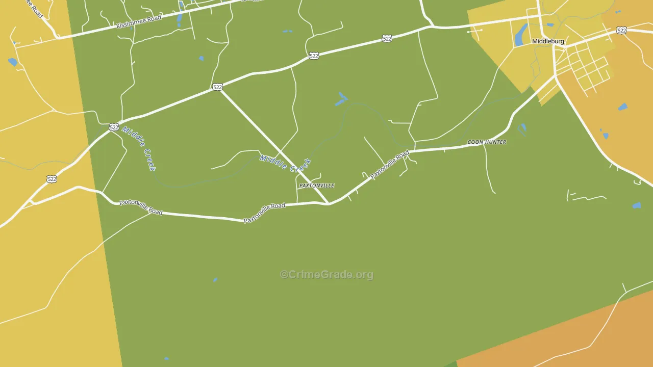 Paxtonville, PA Map of Burglary Rates