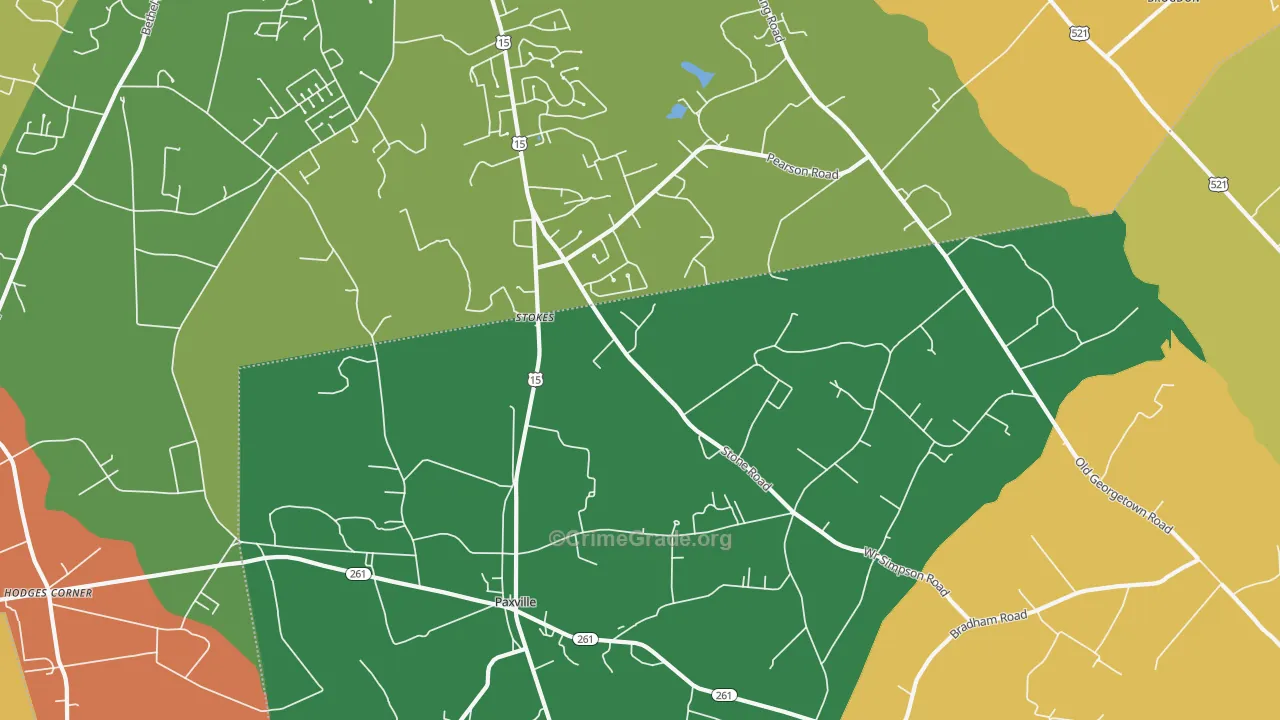 Paxville, SC Map of Burglary Rates