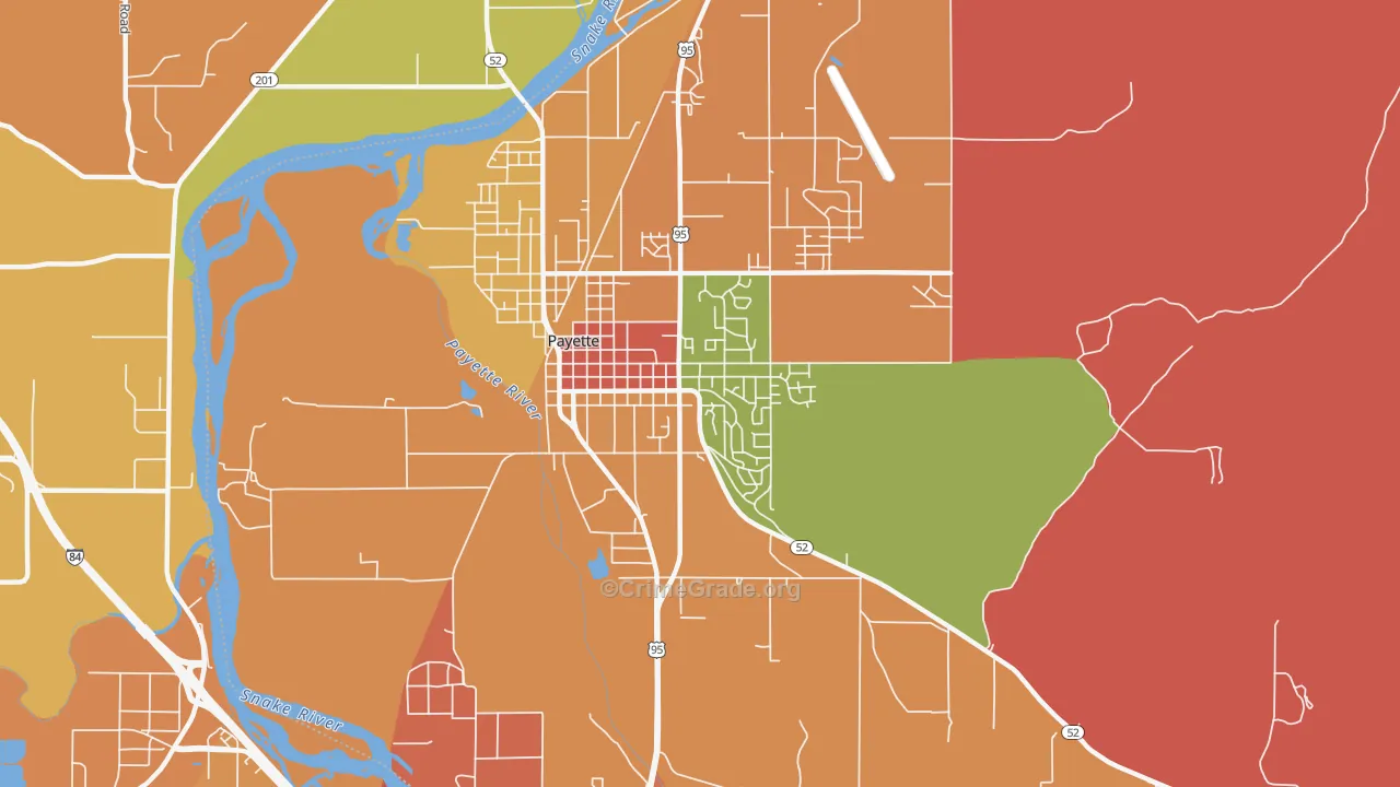 Payette Heights, Payette, ID Map of Burglary Rates