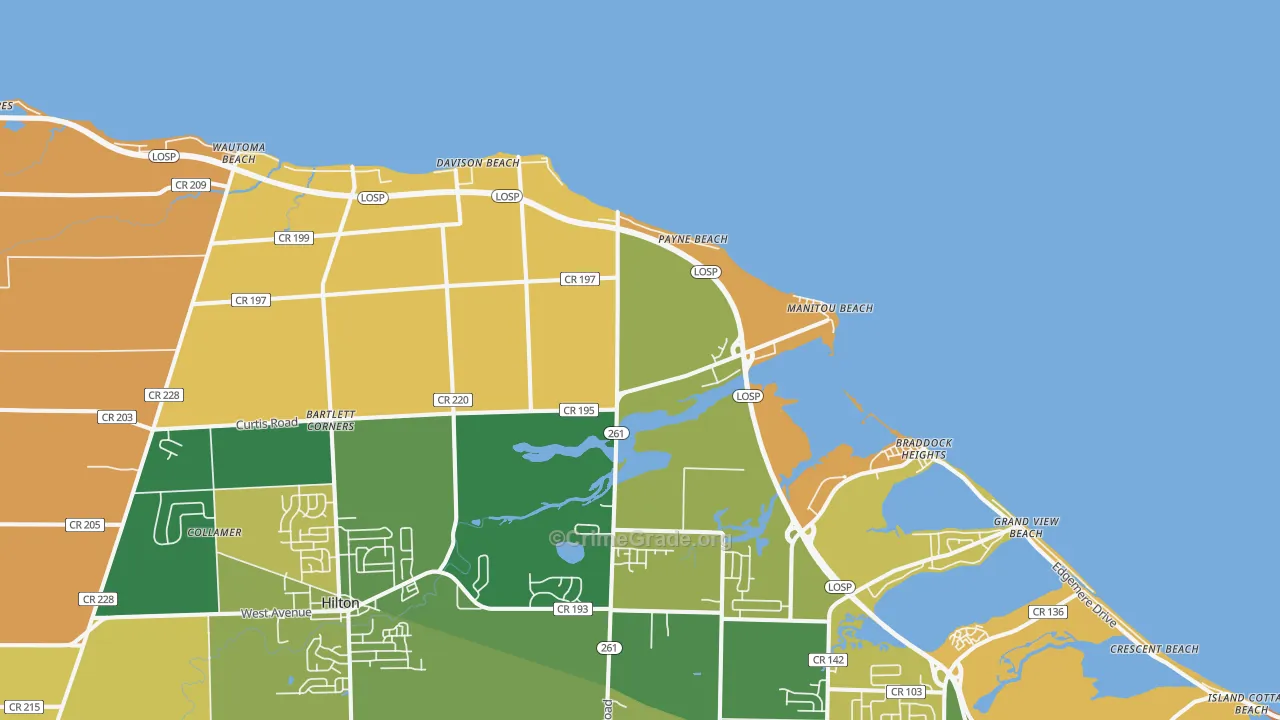 Payne Beach, NY Map of Burglary Rates