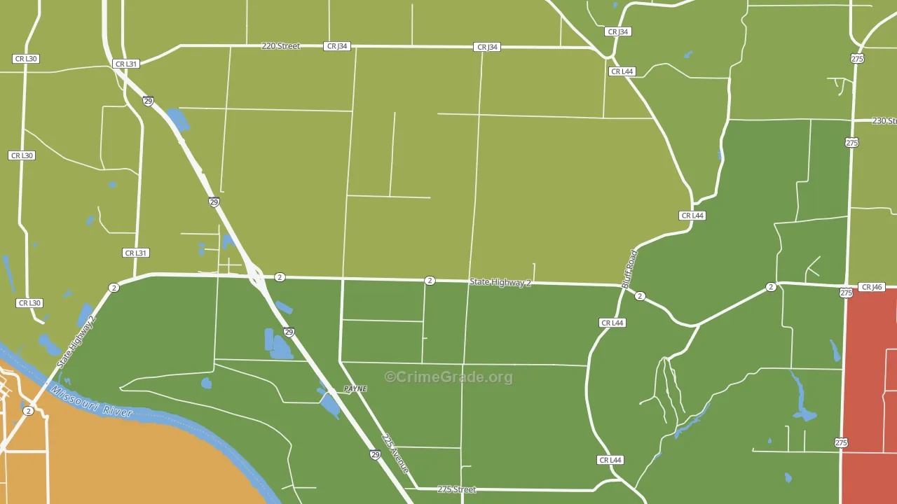 Payne, IA Map of Burglary Rates