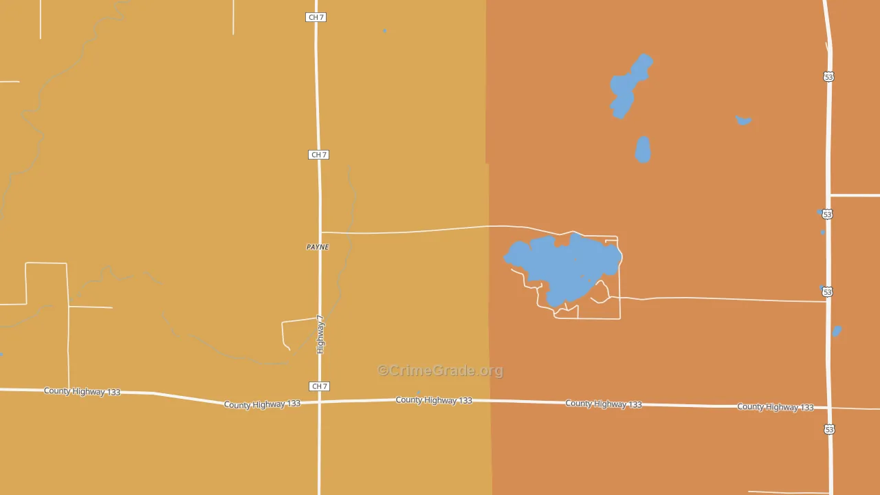 Payne, MN Map of Burglary Rates