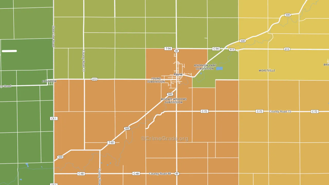 Payne, OH Map of Burglary Rates