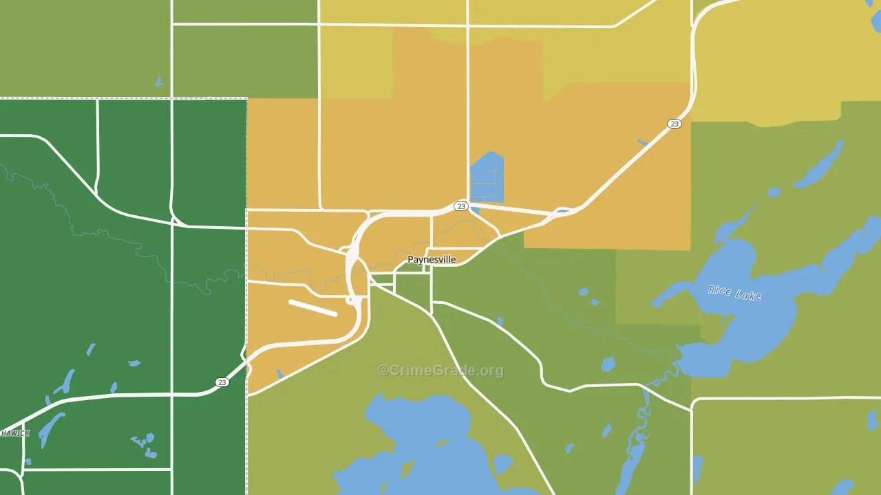 Paynesville, MN Map of Burglary Rates