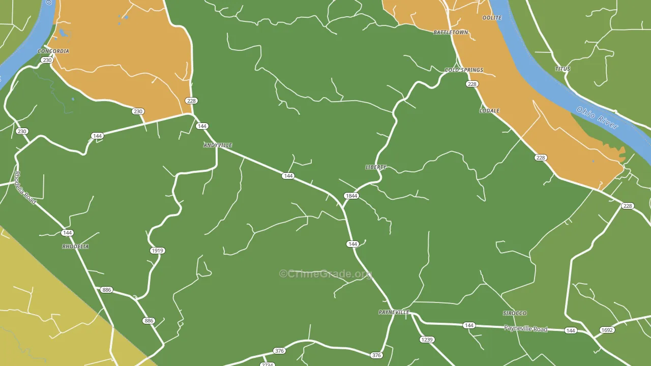 Payneville, KY Map of Burglary Rates