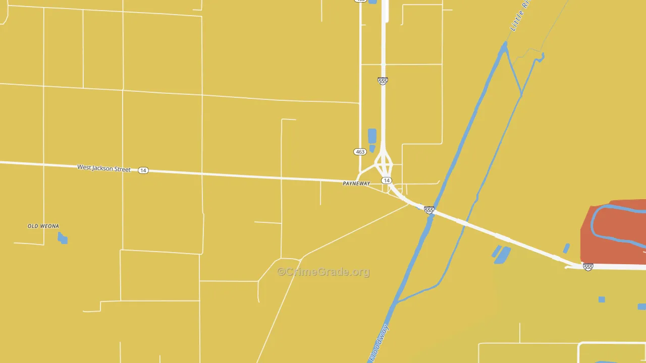 Payneway, AR Map of Burglary Rates