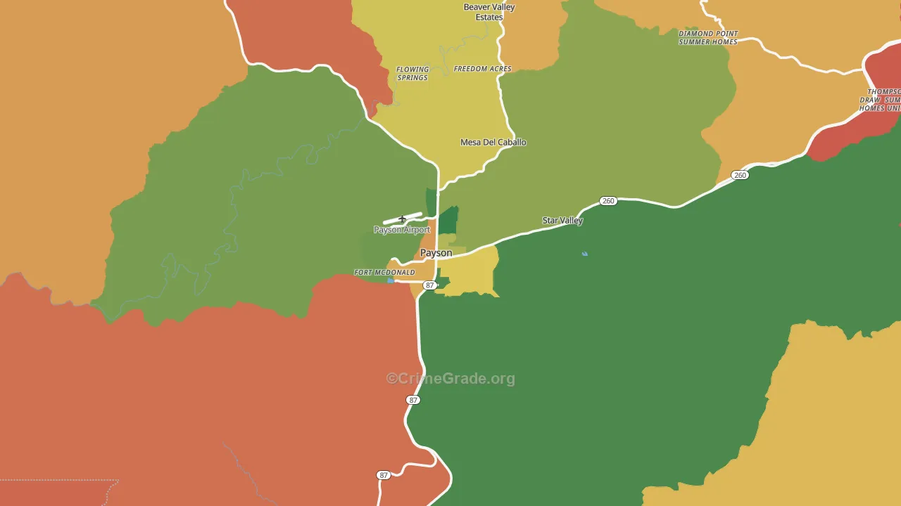 Payson, AZ Map of Burglary Rates