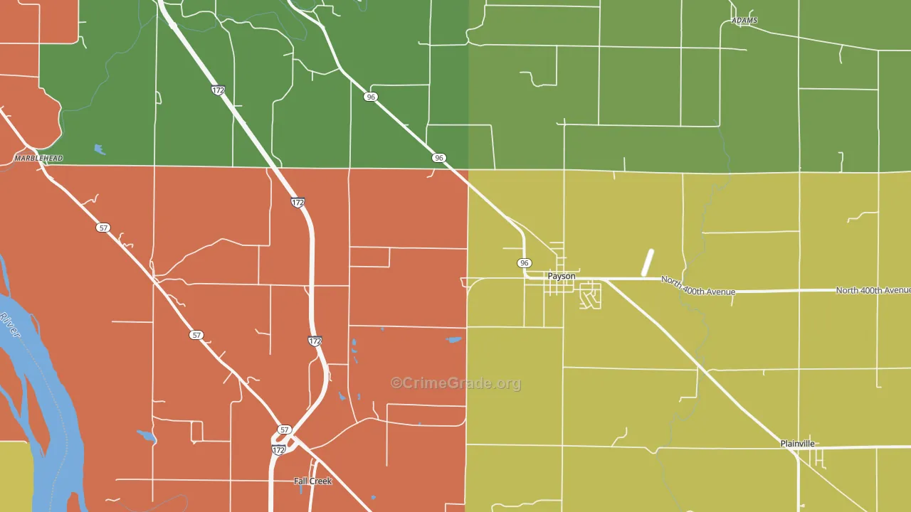 Payson, IL Map of Burglary Rates
