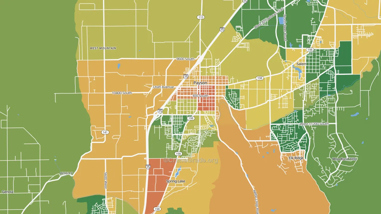 Payson, UT Map of Burglary Rates