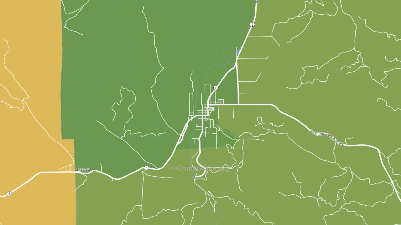 Pe Ell, WA Map of Burglary Rates