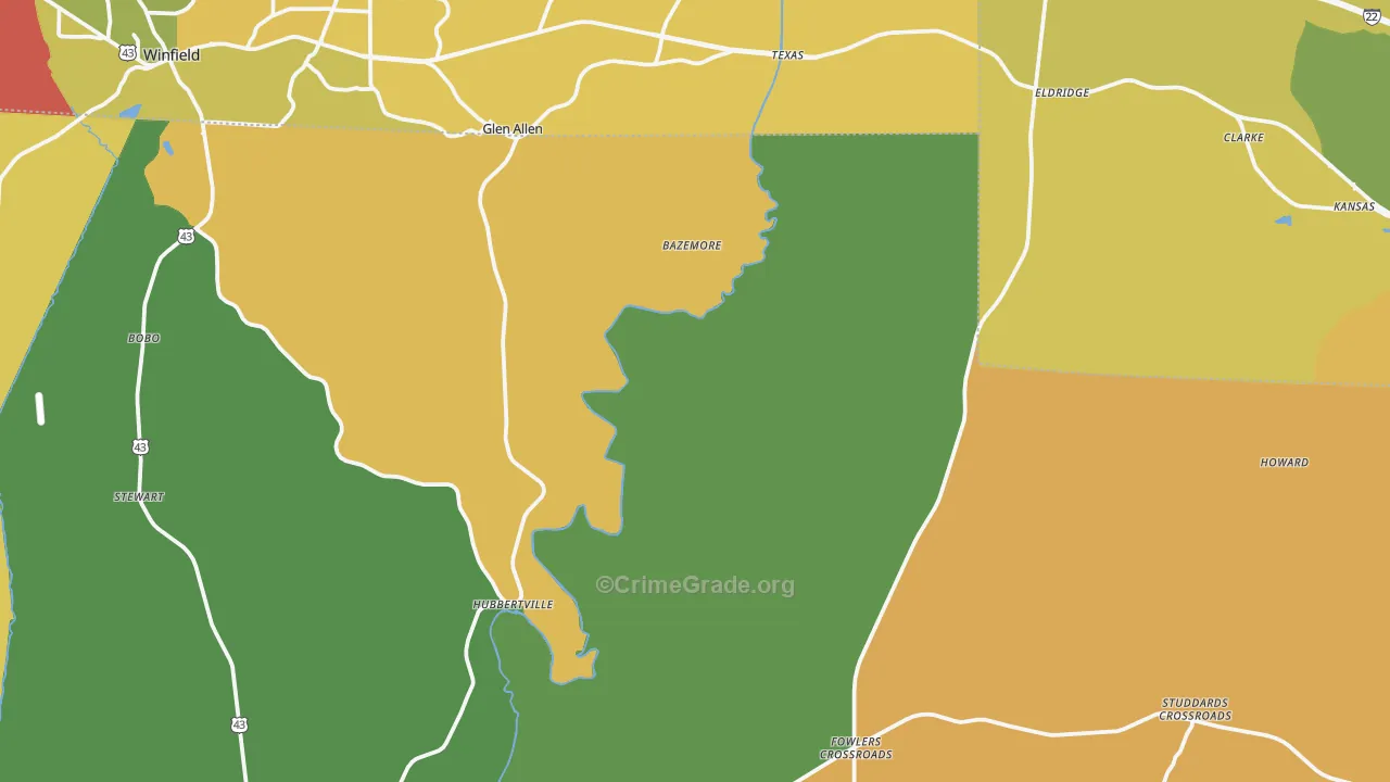 Pea Ridge, AL Map of Burglary Rates