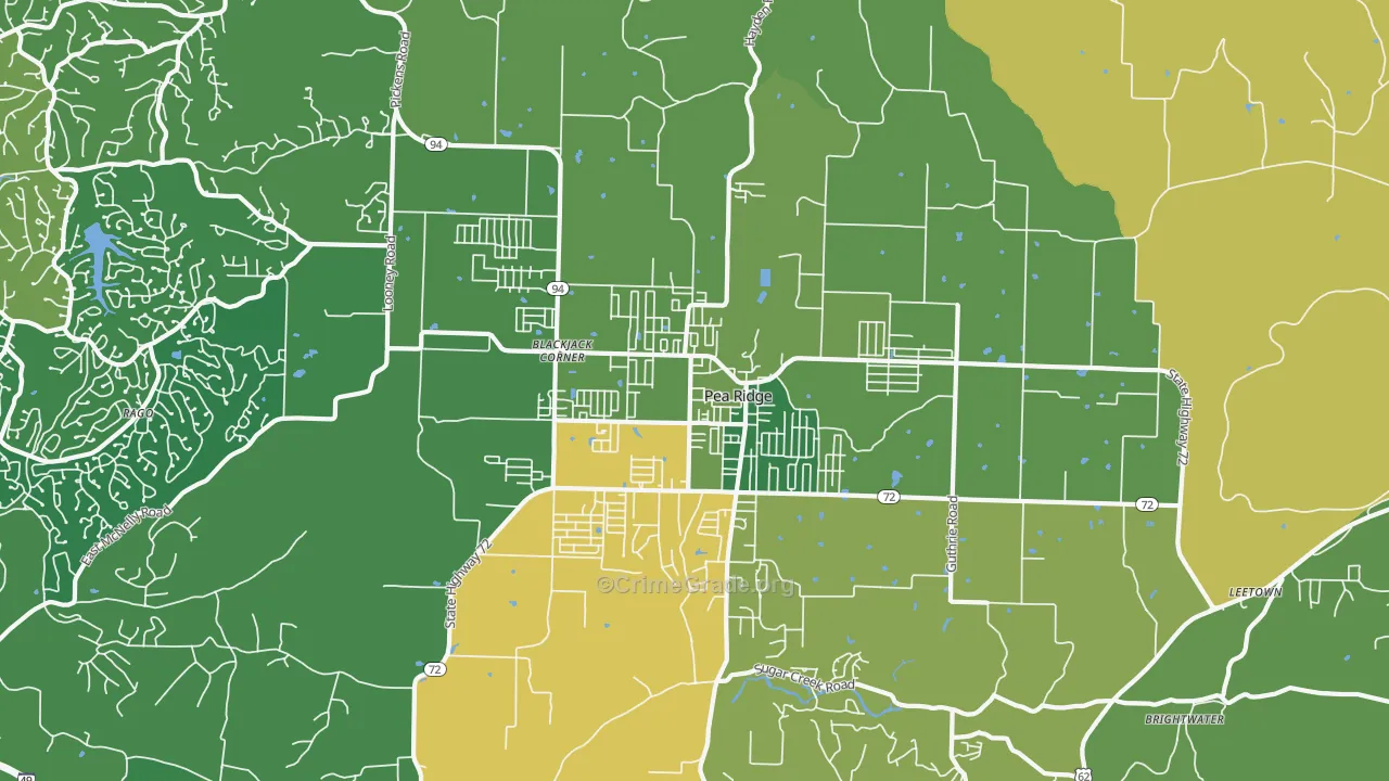 Pea Ridge, AR Map of Burglary Rates