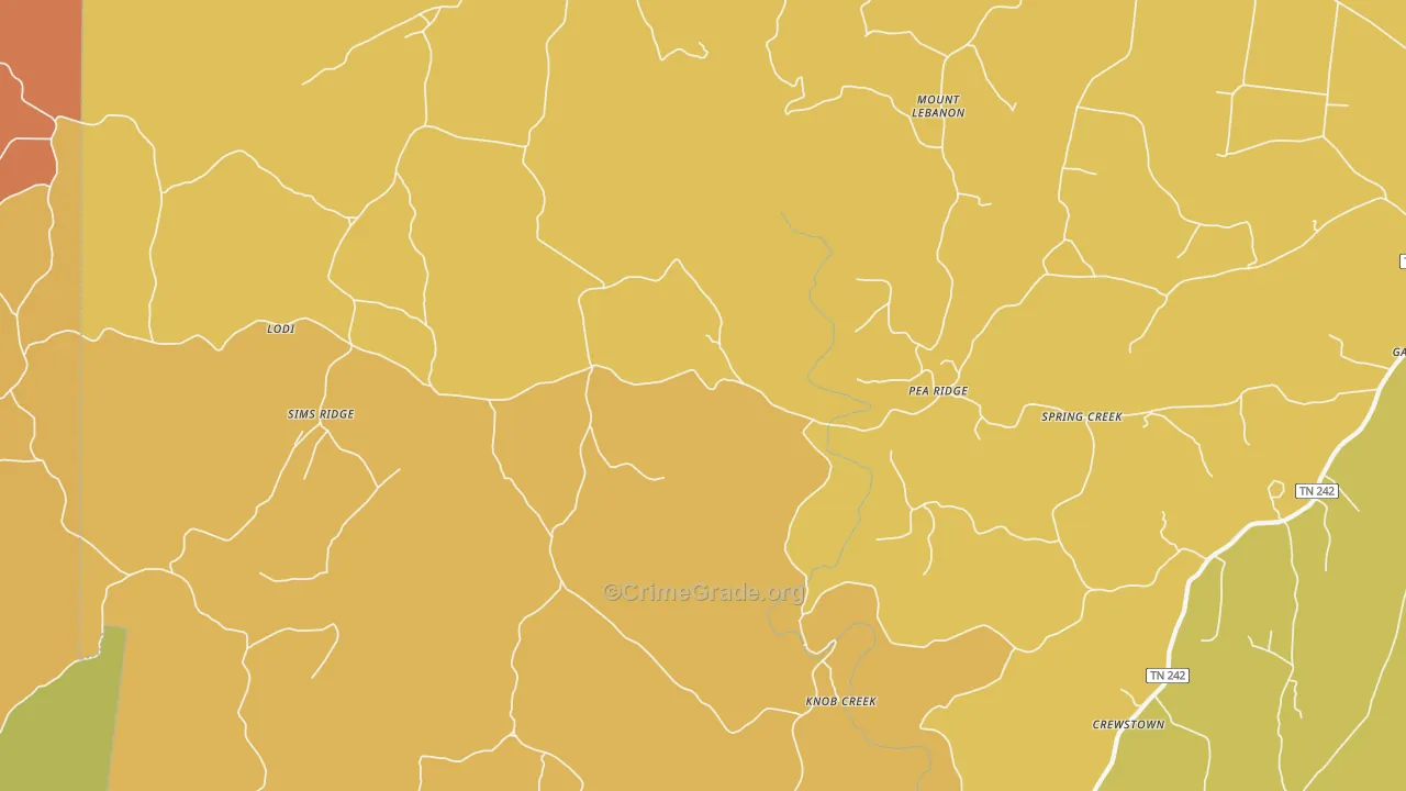 Pea Ridge, TN Map of Burglary Rates