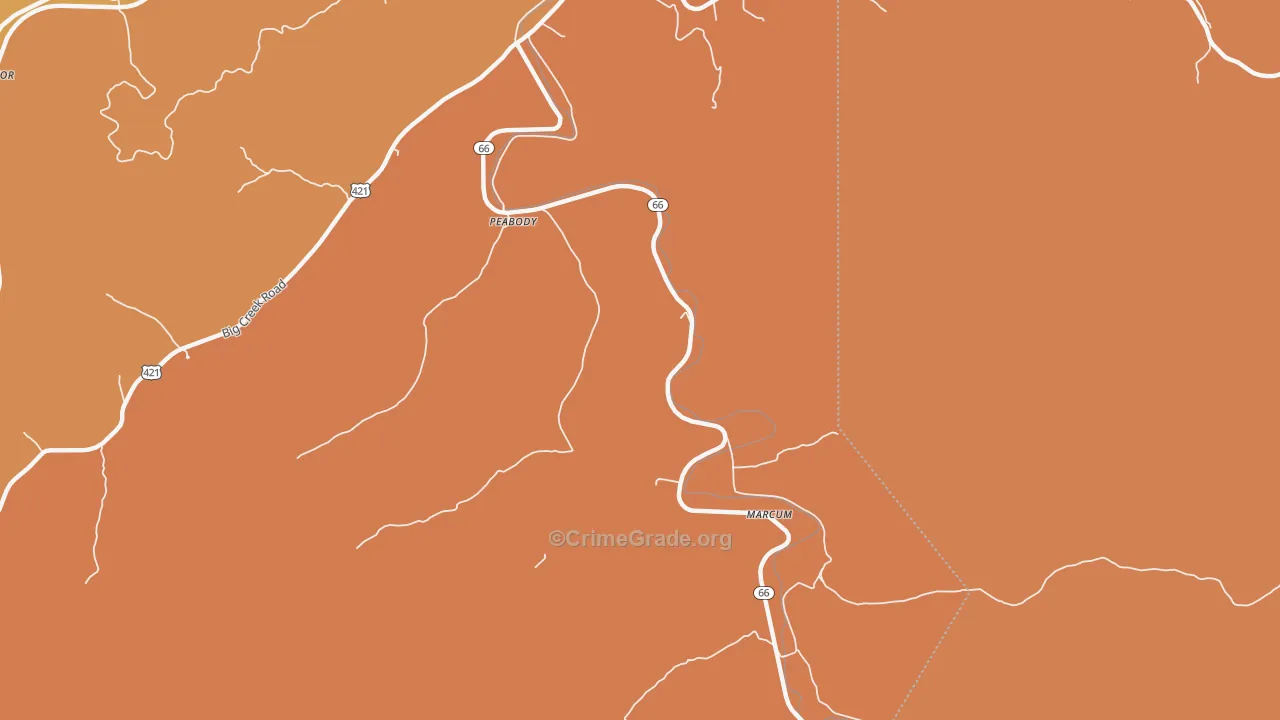 Peabody, KY Map of Burglary Rates
