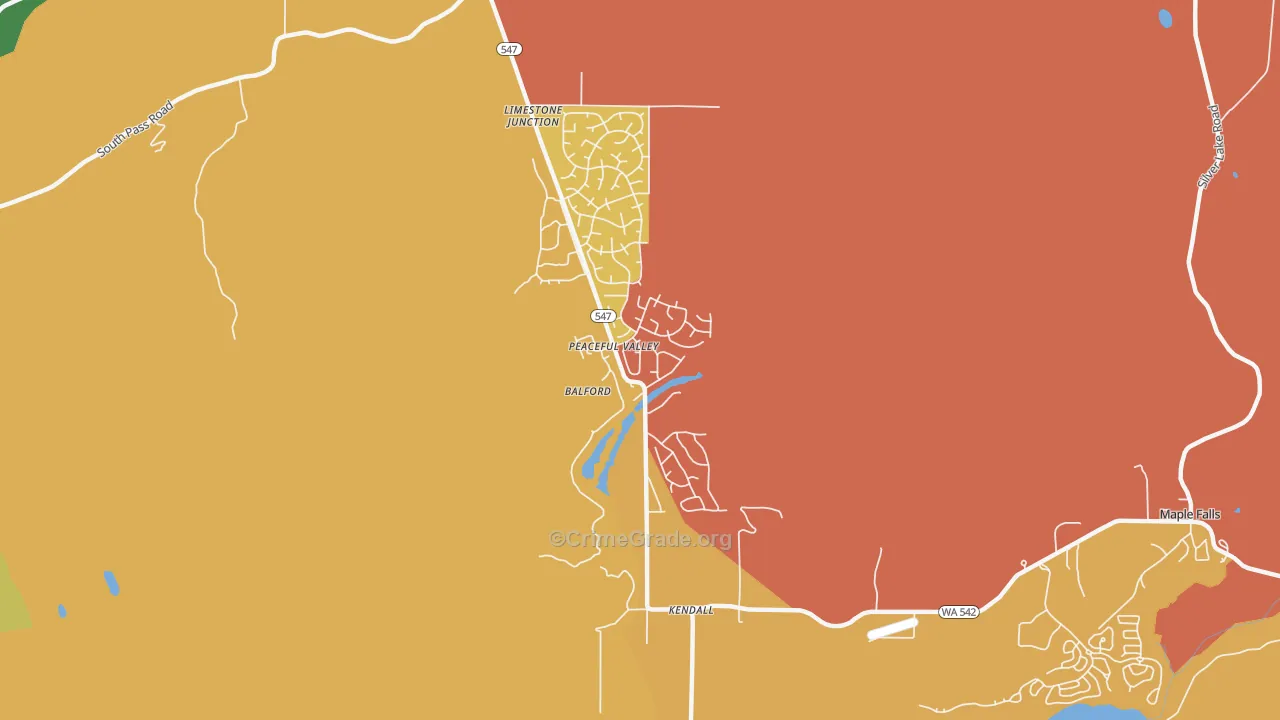 Peaceful Valley, WA Map of Burglary Rates