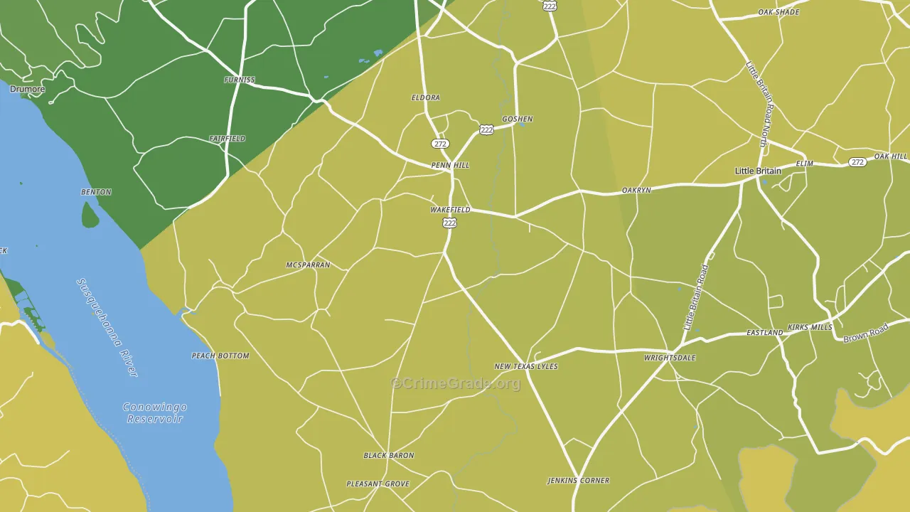 Peach Bottom, PA Map of Burglary Rates