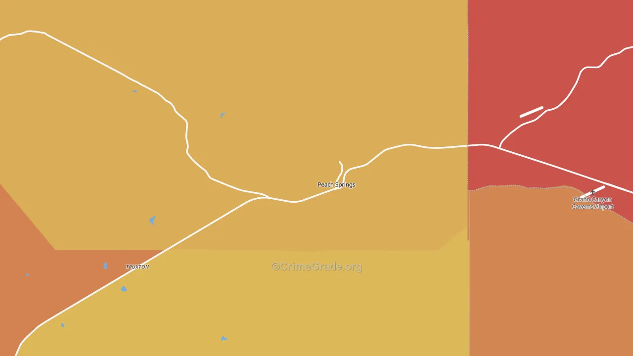 Peach Springs, AZ Map of Burglary Rates