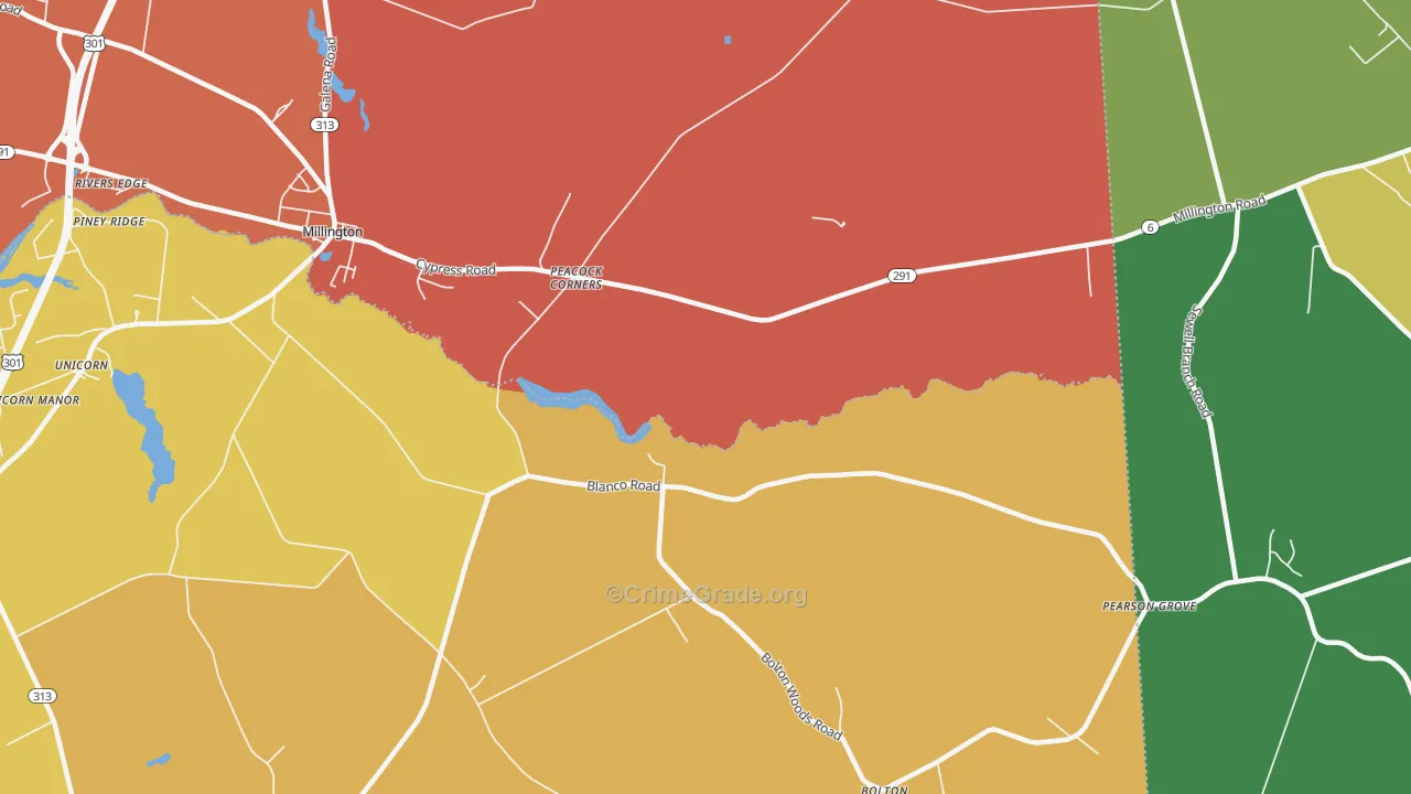 Peacock Corners, MD Map of Burglary Rates