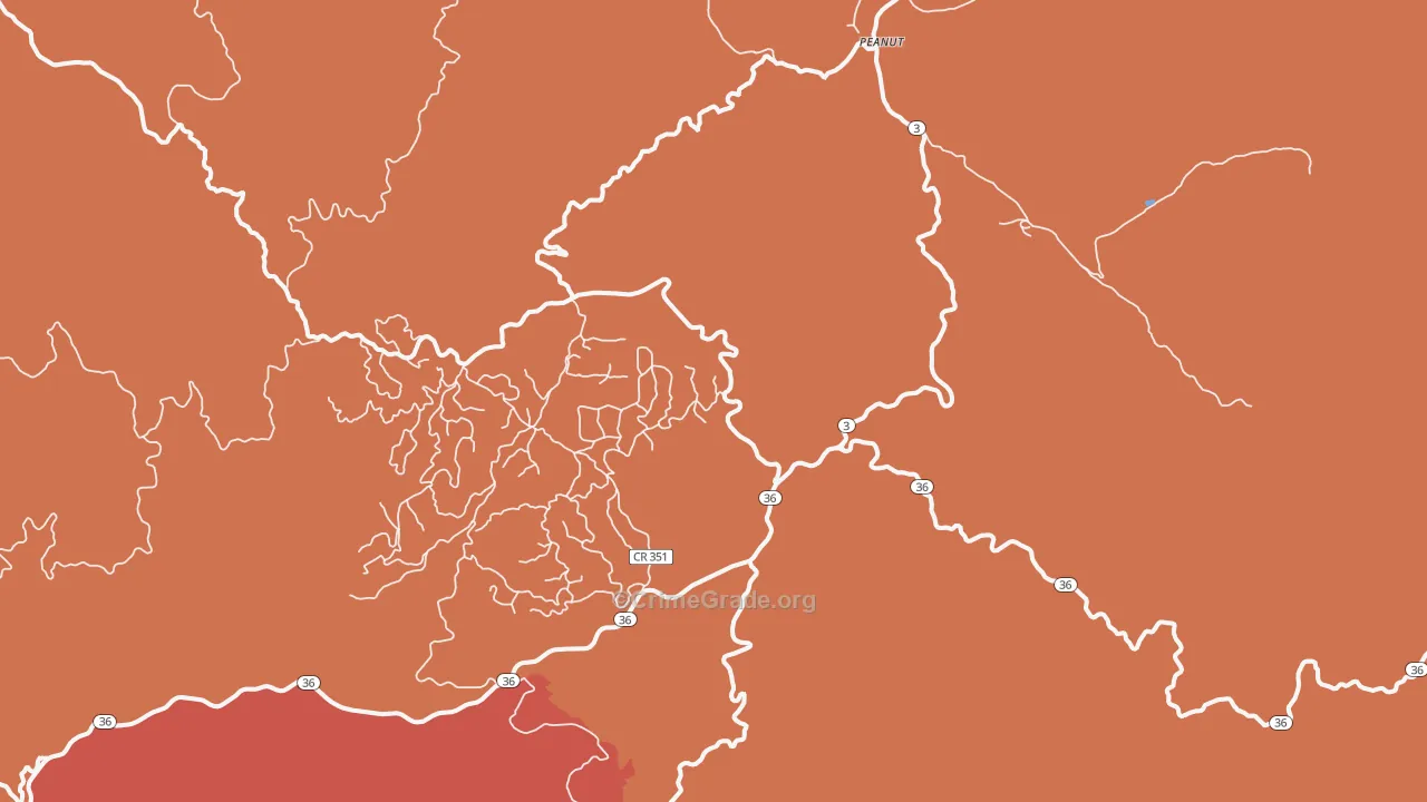 Peanut, CA Map of Burglary Rates