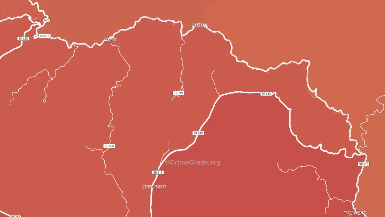 Peapatch, VA Map of Burglary Rates