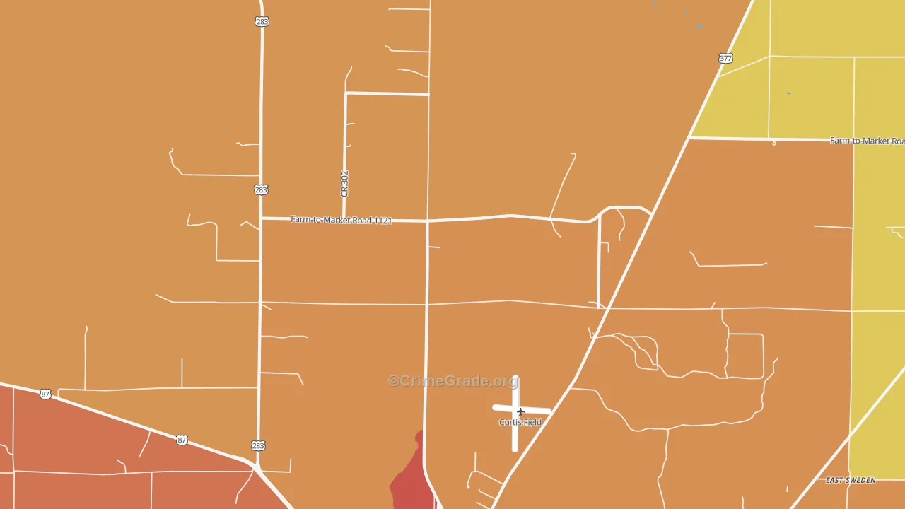 Pear Valley, TX Map of Burglary Rates