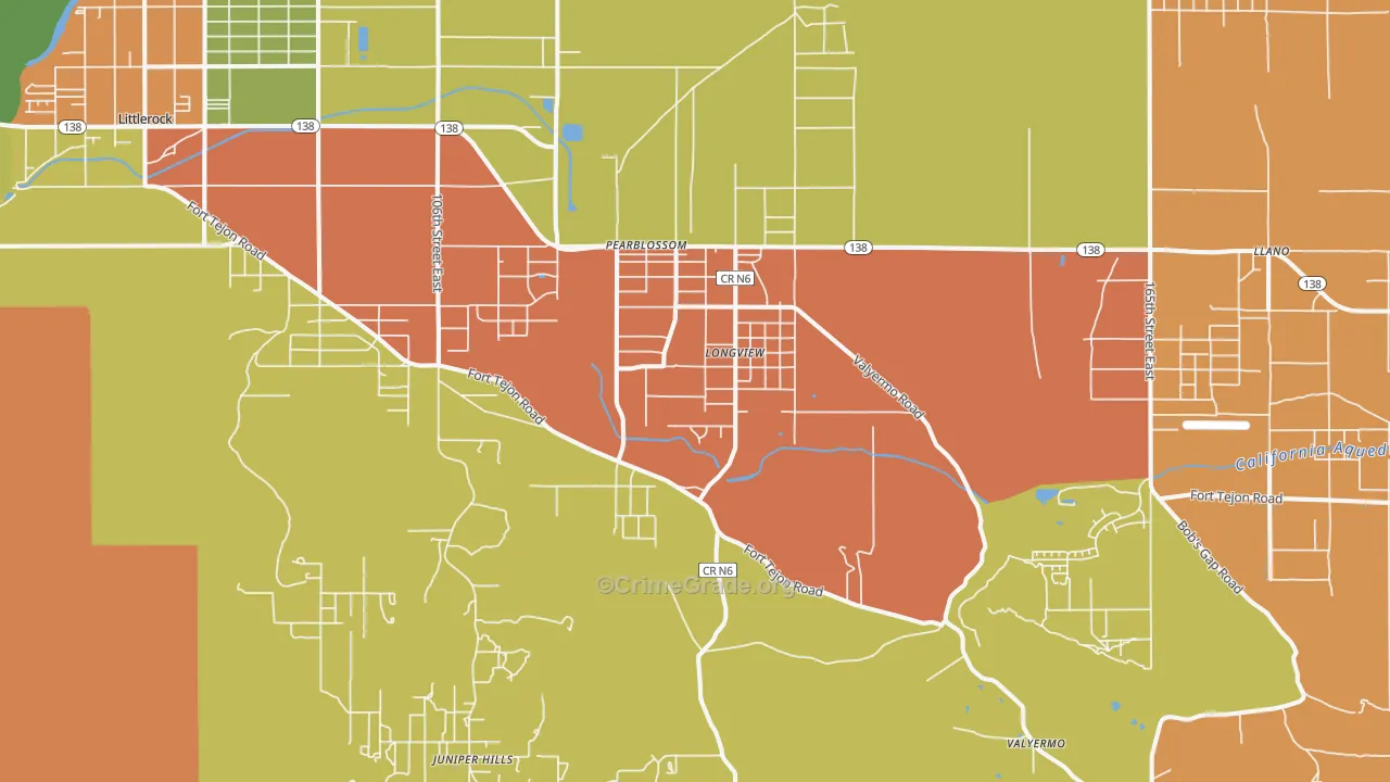 Pearblossom, CA Map of Burglary Rates