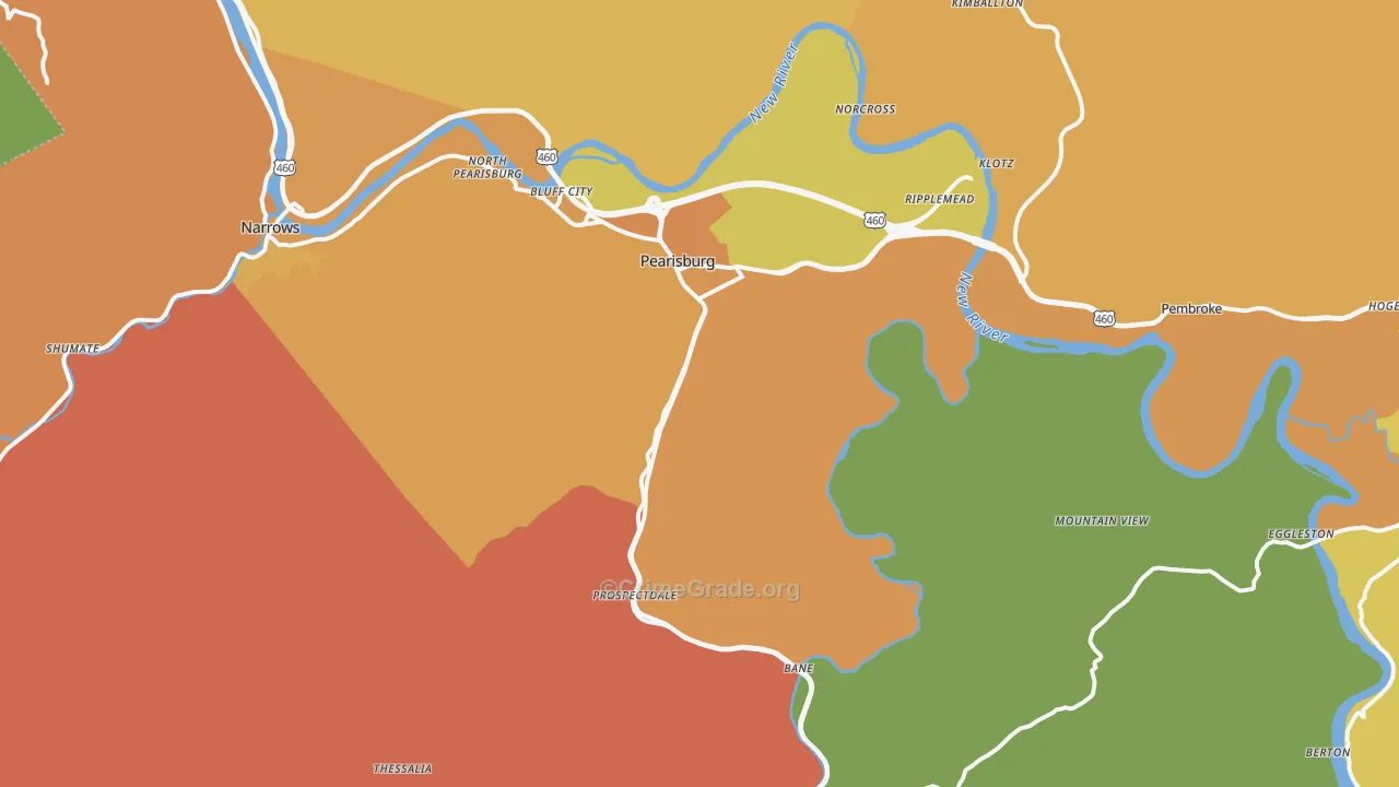 Pearisburg, VA Map of Burglary Rates