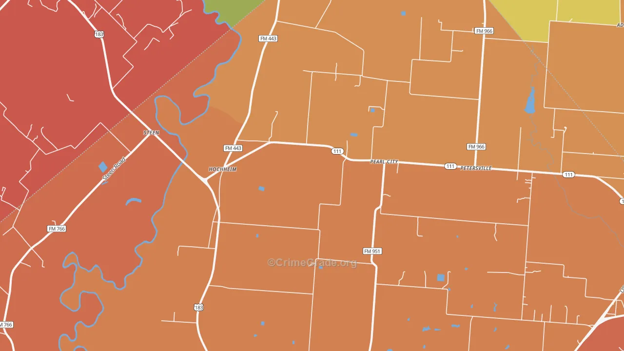 Pearl City, TX Map of Burglary Rates