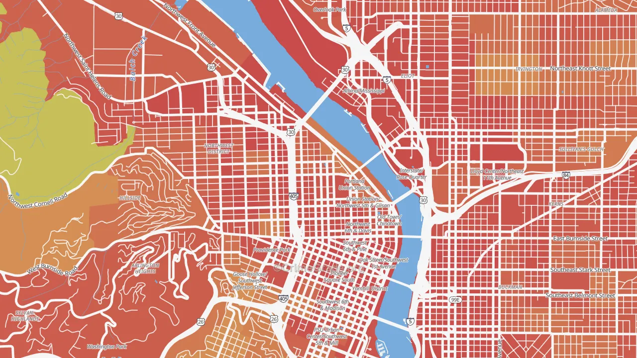 Pearl District, Portland, OR Map of Burglary Rates