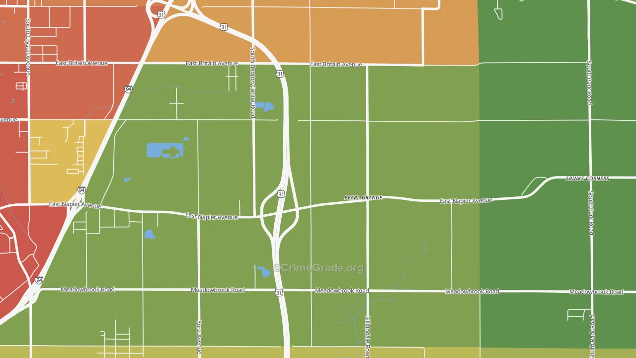 Pearl Grange, MI Map of Burglary Rates