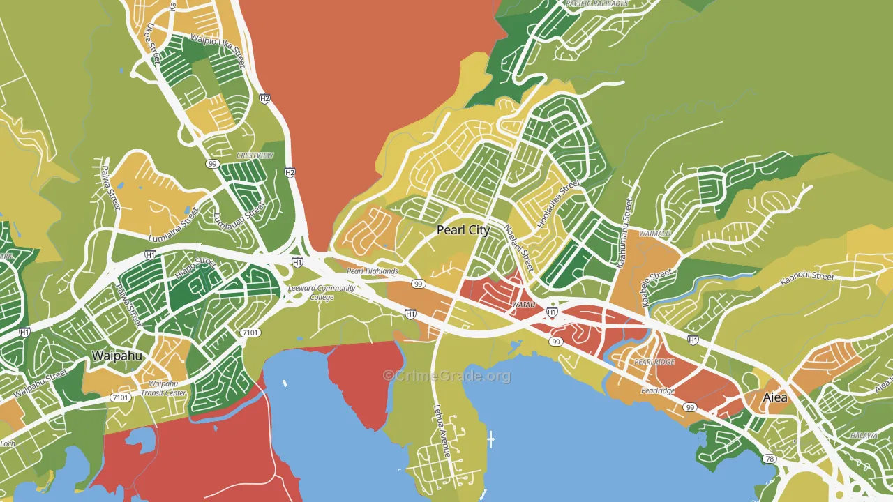 Pearl Highlands, Pearl City, HI Map of Burglary Rates